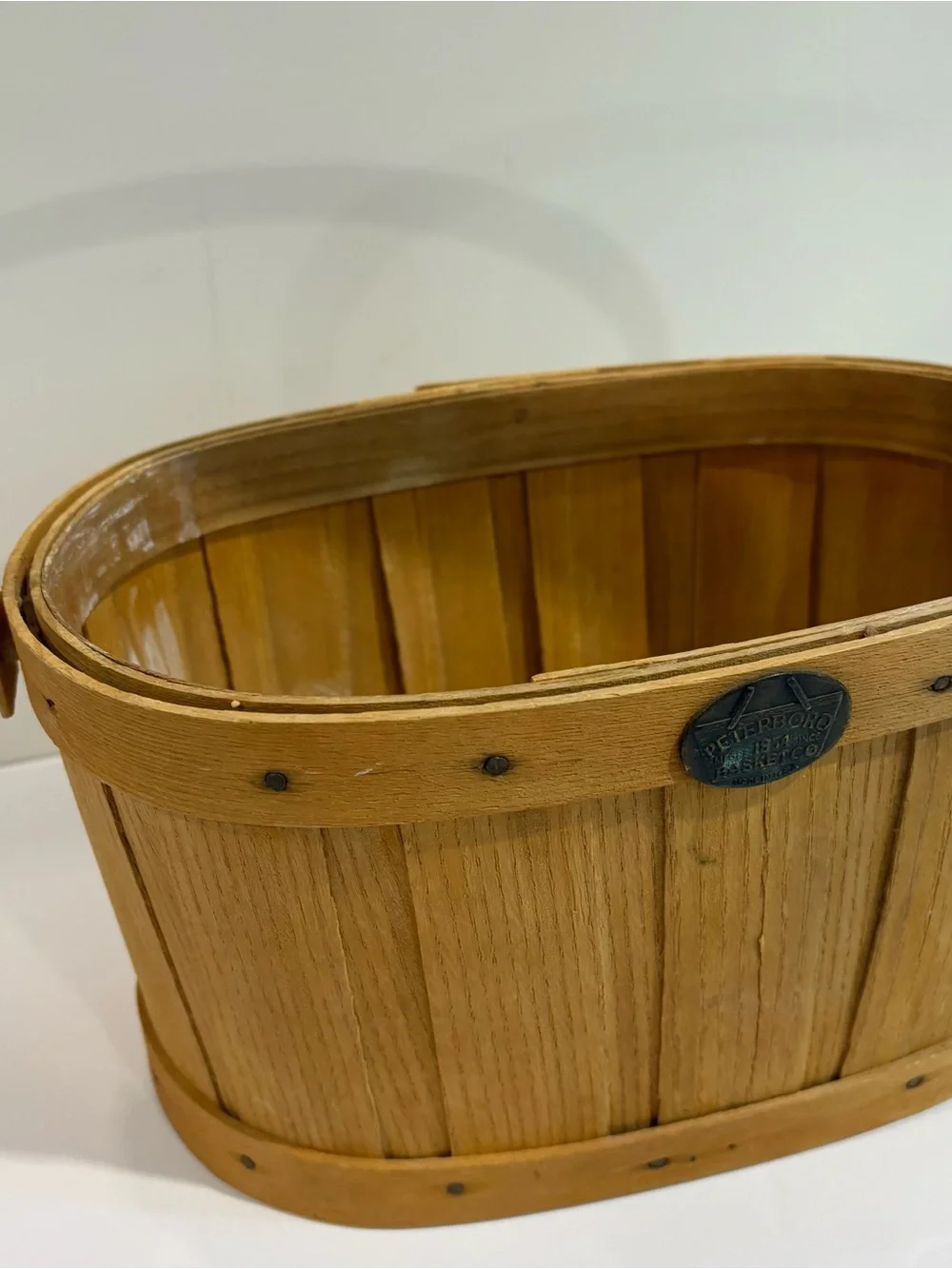 Vintage Peterboro Basket Co Woven Wood Basket Handle Rectangle 11