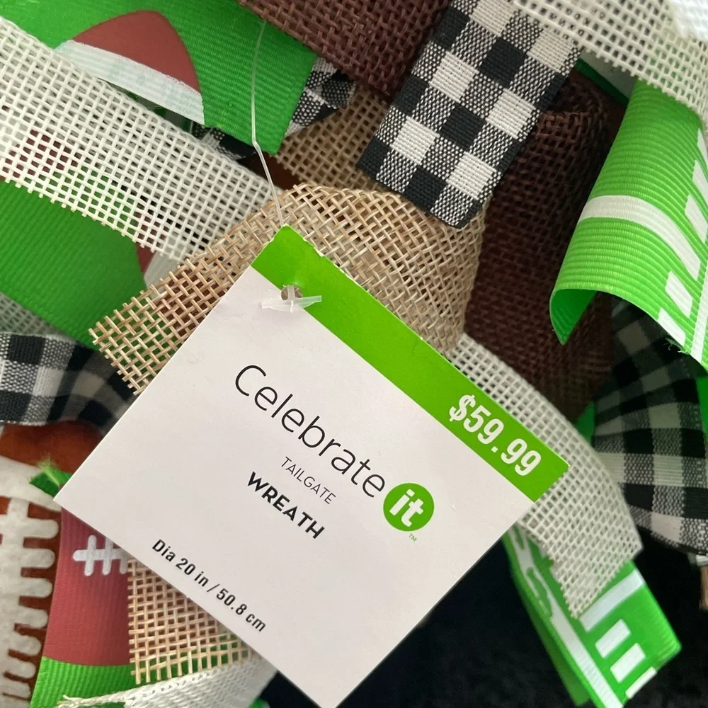 NWT 2 “Celebrate It” Football Themed Wreath & Door Decor Banners