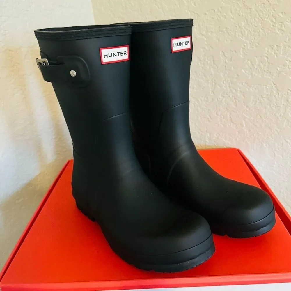 HUNTER Original Short‎ Waterproof Rain Boot, Rubber Black, Size 10, NWT