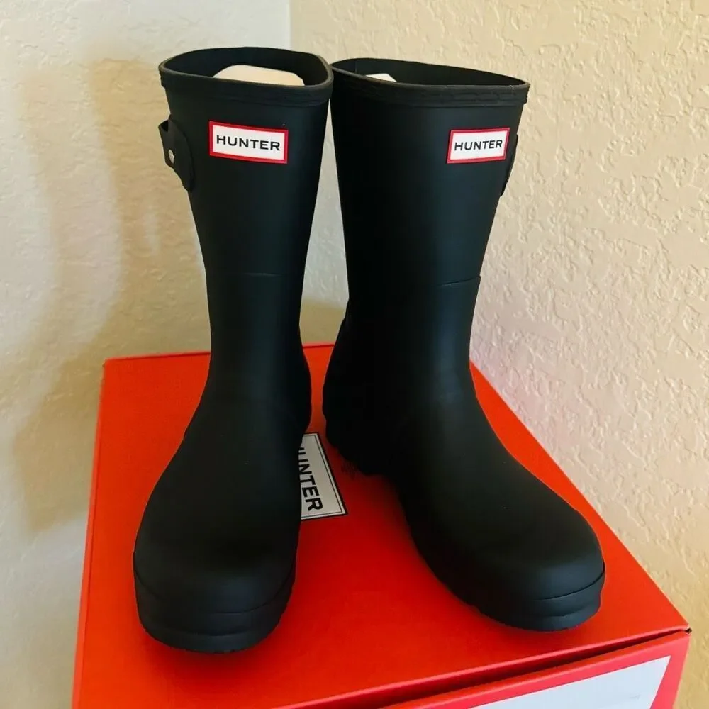 HUNTER Original Short‎ Waterproof Rain Boot, Rubber Black, Size 10, NWT
