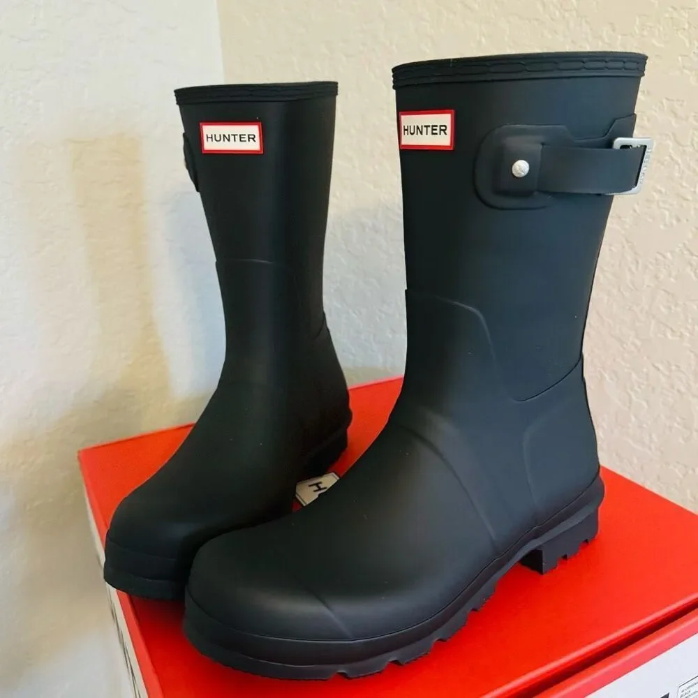 HUNTER Original Short‎ Waterproof Rain Boot, Rubber Black, Size 10, NWT