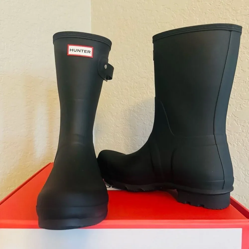 HUNTER Original Short‎ Waterproof Rain Boot, Rubber Black, Size 10, NWT