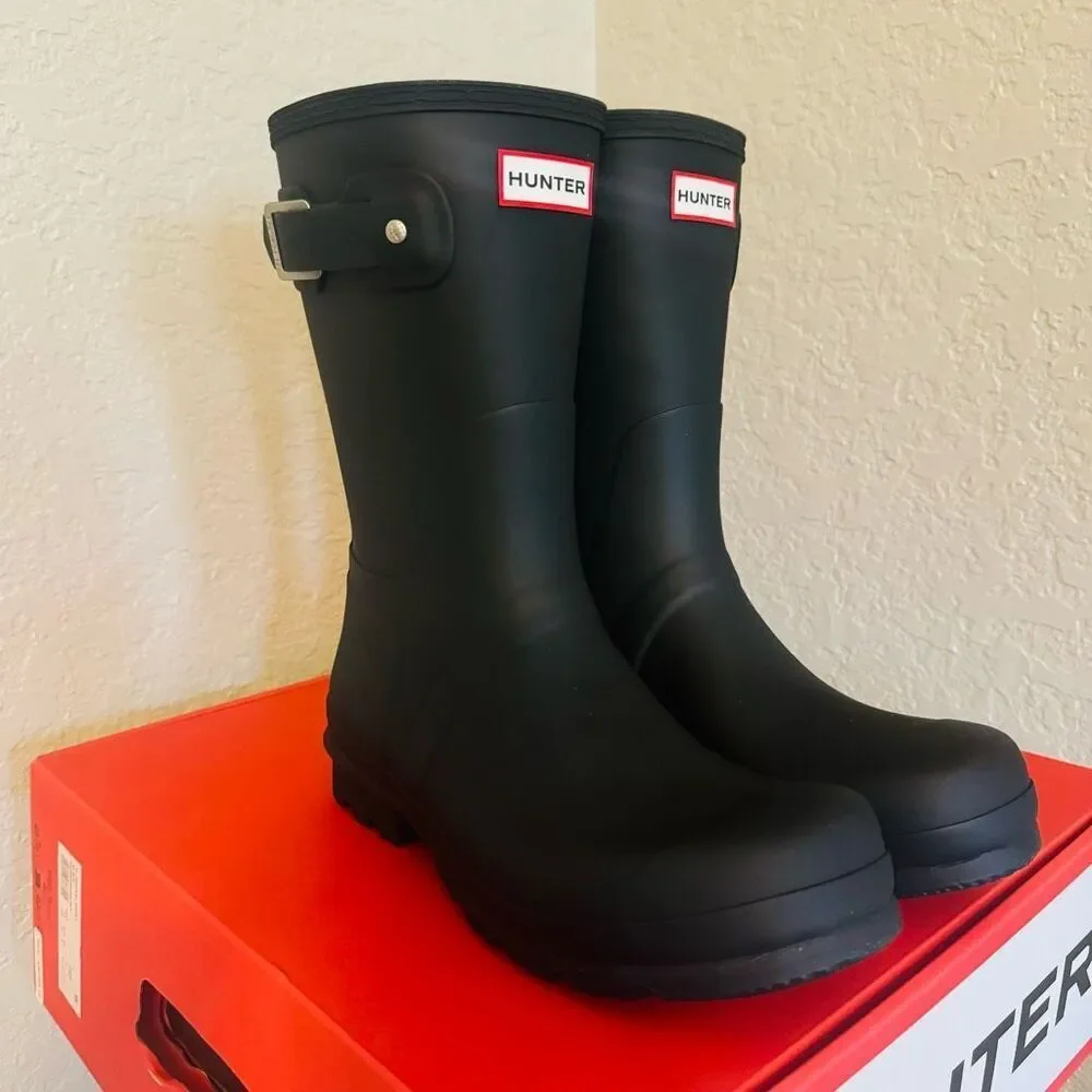 HUNTER Original Short‎ Waterproof Rain Boot, Rubber Black, Size 10, NWT