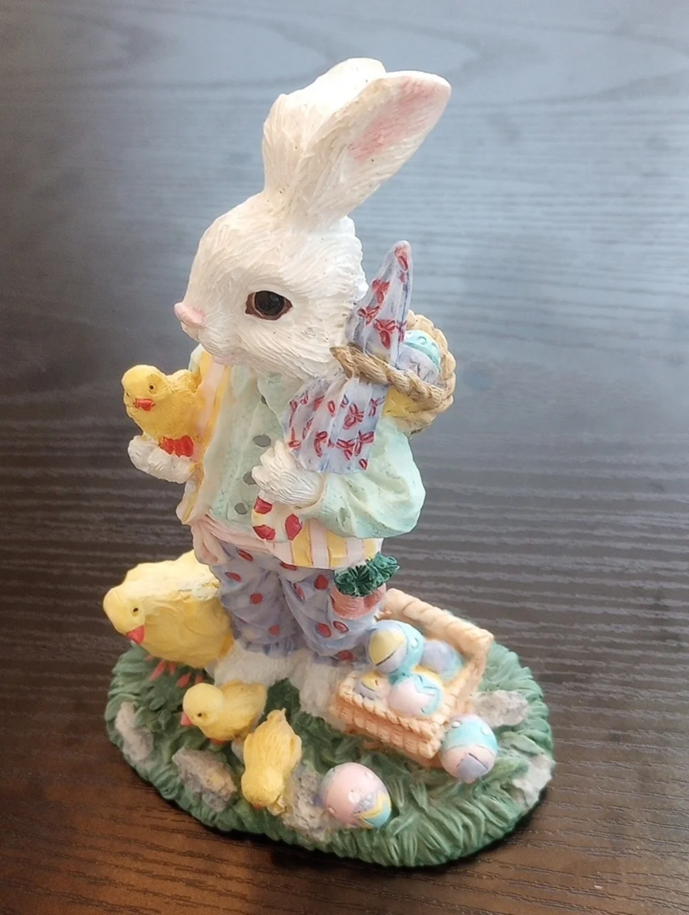 Vintage Bunny Rabbit Chicks Ceramic Figurines Pastel Multicolor Spring Summer