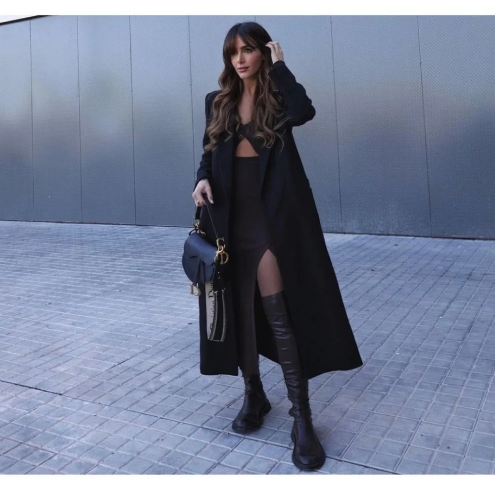 NWT Zara Black over the knee boots flat low heel black size 10/41