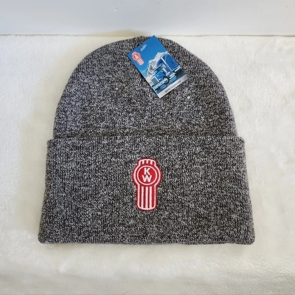 Kenworth Heathered Gray Knit Embroidered Cuffed Beanie Winter Hat NWT