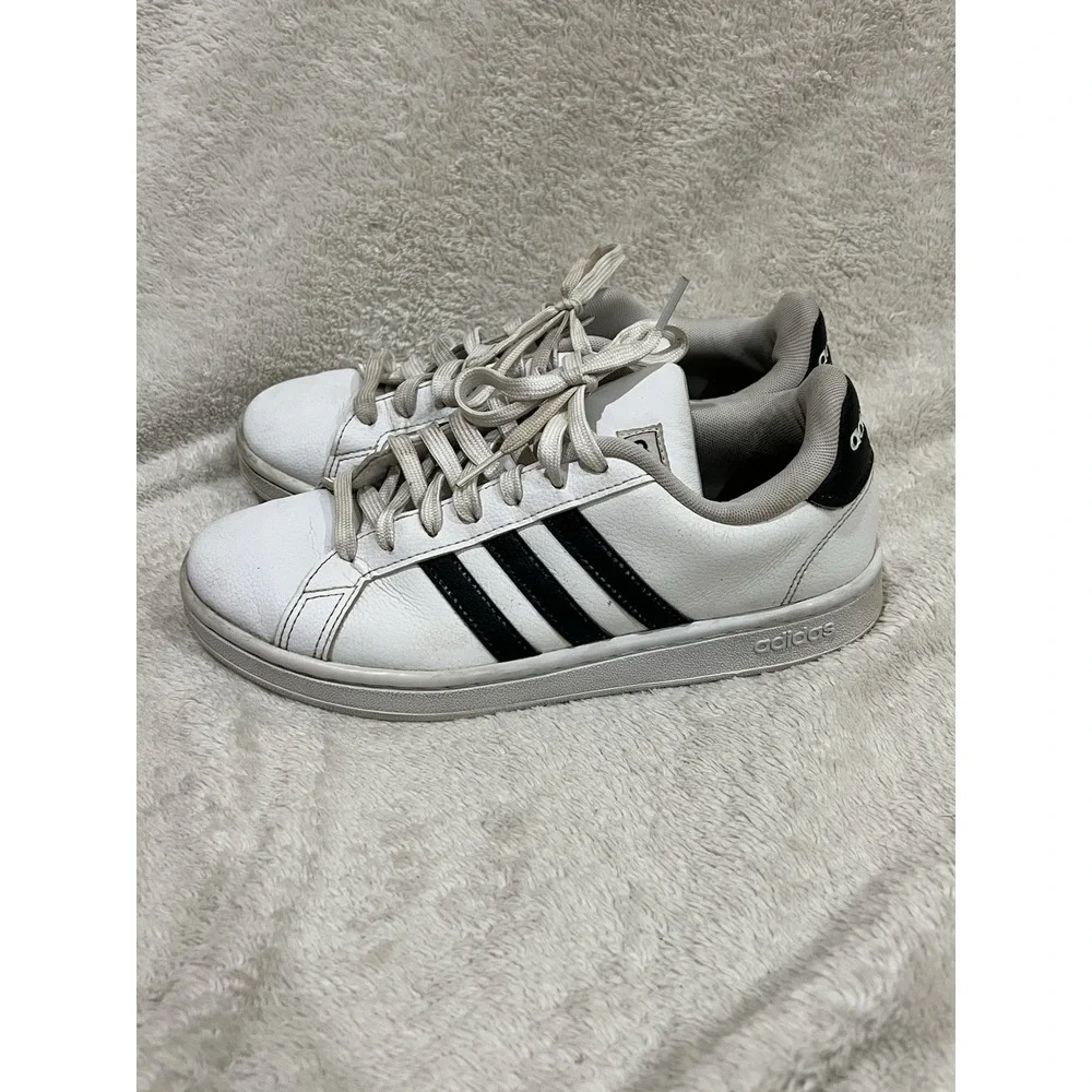 Adidas‎ Grand Court Sneakers White with Black Stripes, Women Size 7 Shoes 28Y001
