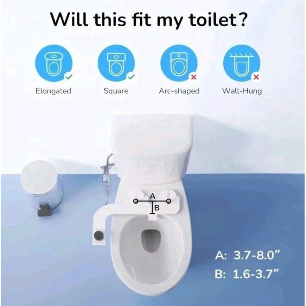Bath & Bum Bidet, Ultra-Slim Bidet Attachment, Non-Electric Bidet Toilet Seat