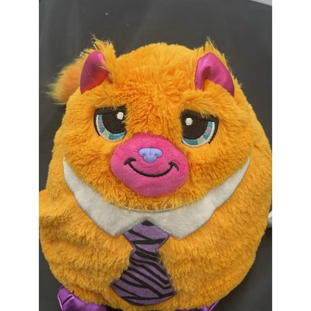 Misfittens Plush Tabby Cat w/ Tie Orange & Pink Soft Fluffy 9