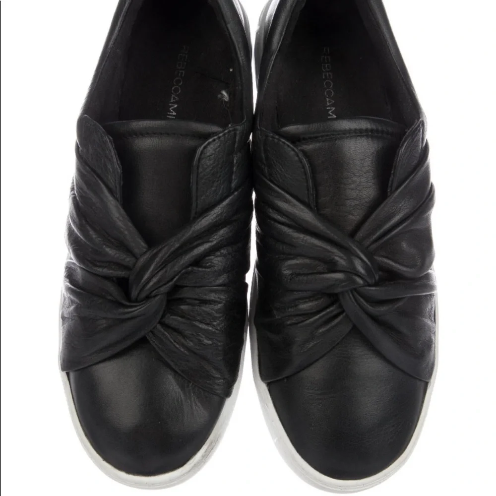 Rebecca‎ Minkoff Nicole Leather Platform Slip On Sneaker Black Size 6 1/2 M