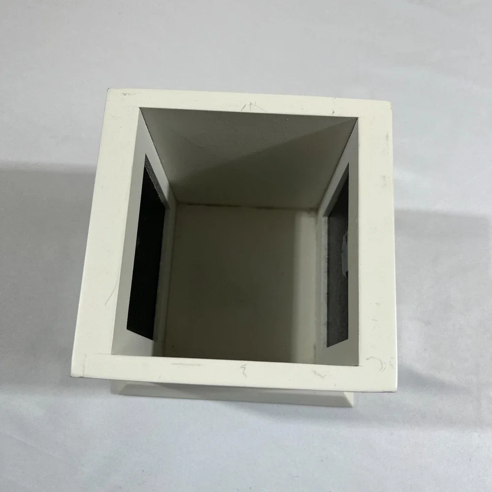 White Wooden Receipt Box Desktop Organizer Square Paper Storage Holder Office