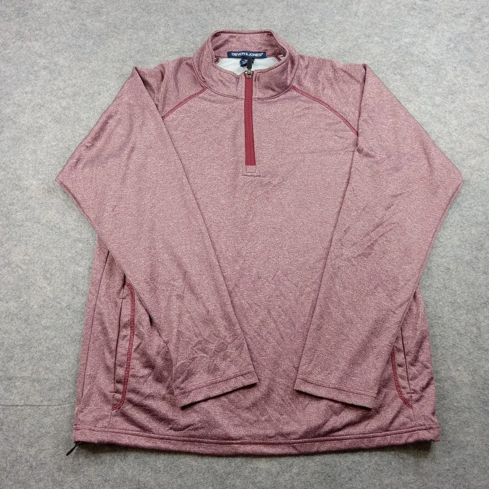 Devon Jones Sweater Mens‎ Large Red Quarter Zip Pullover Performance Athletic