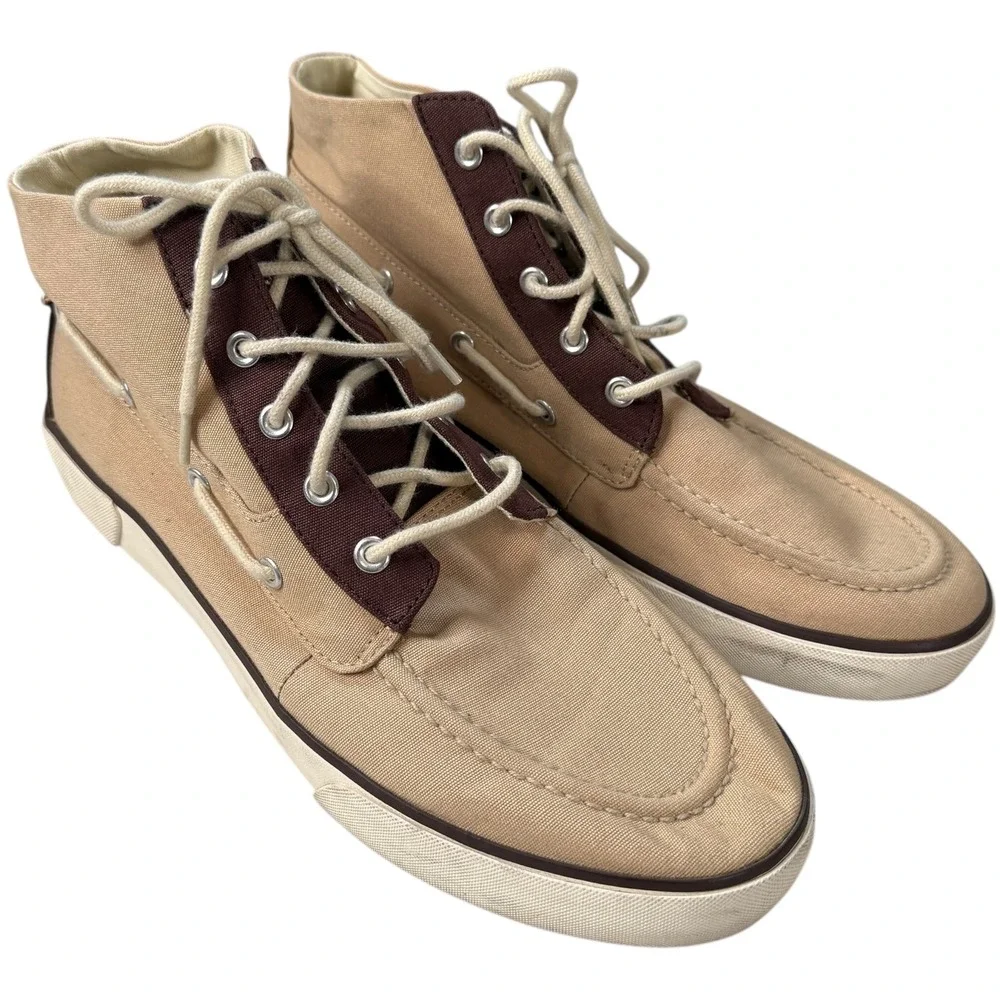 Polo Ralph Lauren Lander Chukka Canvas High Top Mens Shoes Size‎ 10.5D Tan Brown