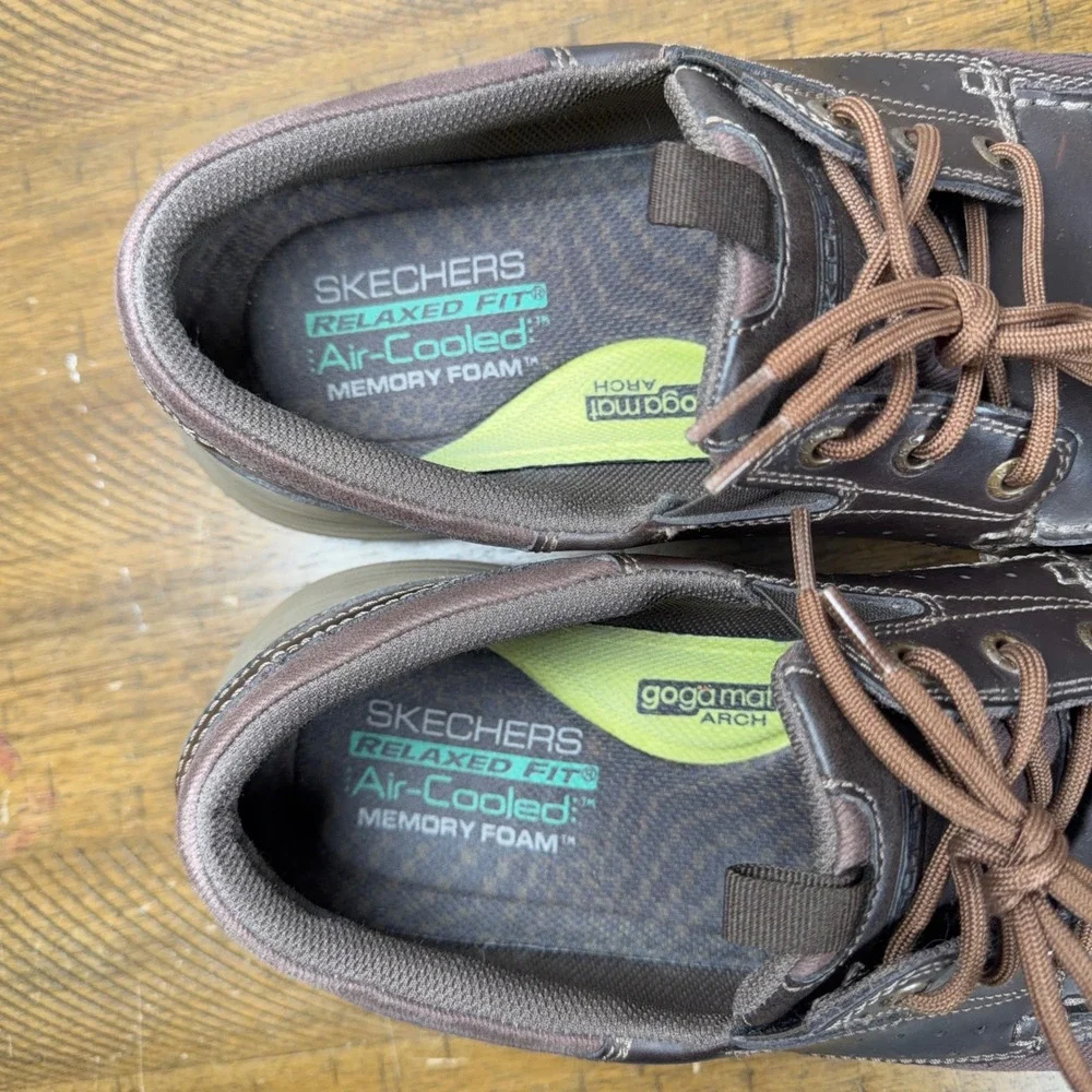 Skechers Shoes Mens 13 Brown‎ Relaxed Fit Air Cooled Memory Foam Expended Menson