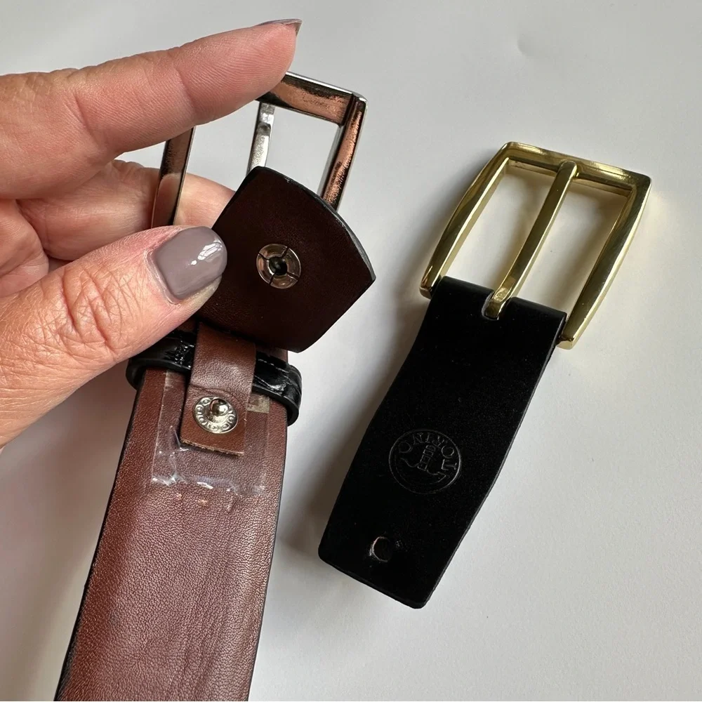 Torino Men’s Black Leather and Gold Belt Buckle ONLY! Belt not included