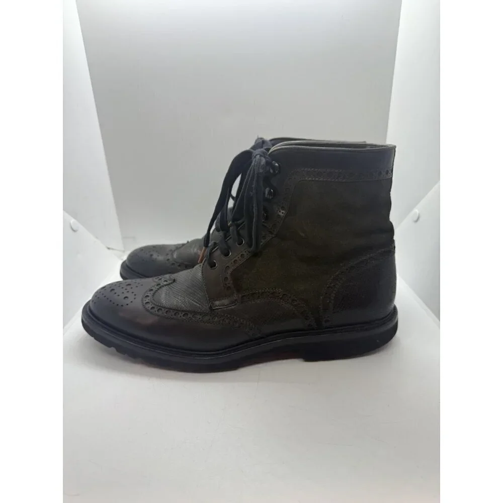 Magnanni Enzo Leather Suede Brown Grey Wingtip Men's Chukka Boots Sz 10 M 15213
