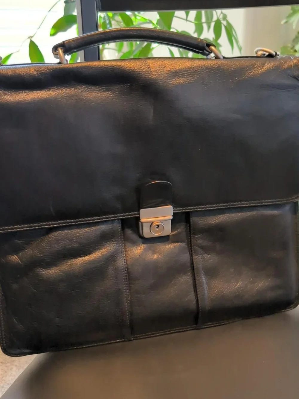 Wilson's Black Leather Briefcase - With Lock And Key