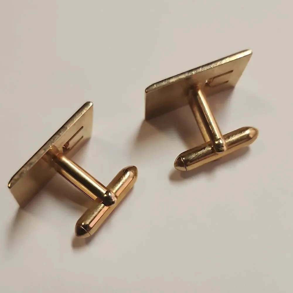 Mid Century SWANK Gold Tone Cufflinks with Black Accent