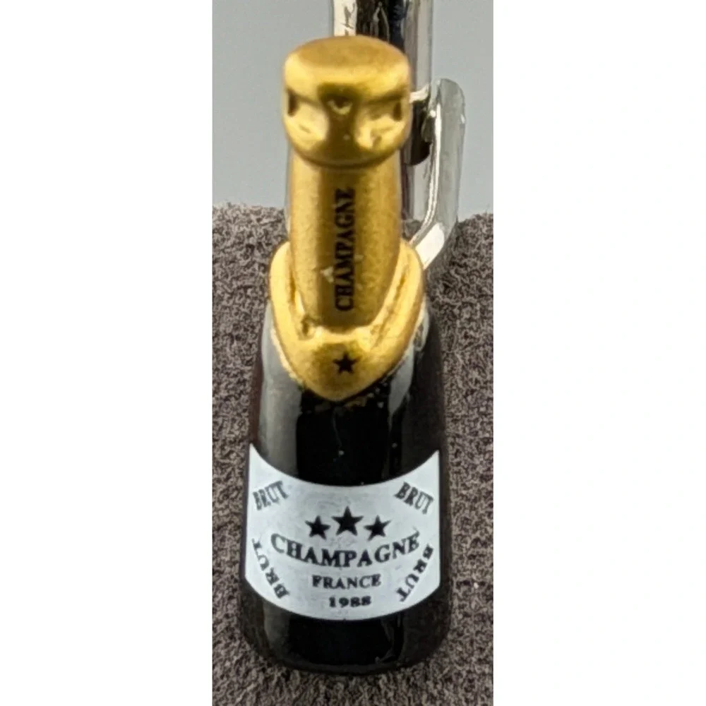 Vintage Cufflinks Champagne Bottle Bey-Berk International Brut France Novelty
