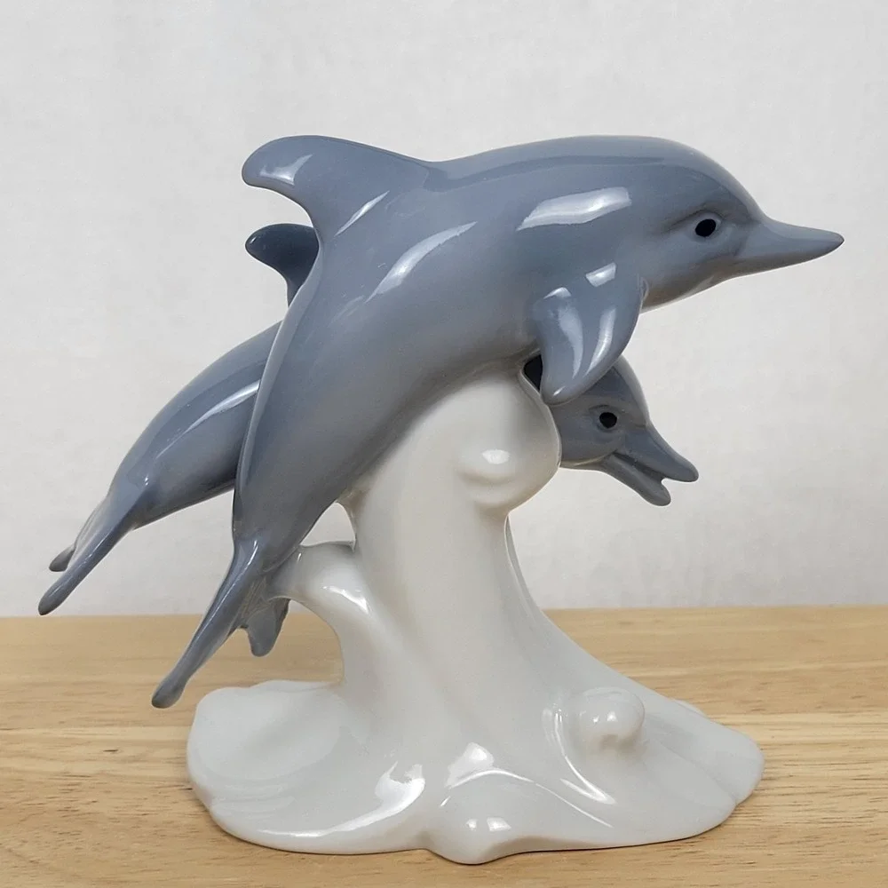 VTG Otagiri Japan Porcelain Double Dolphin Figurine 4