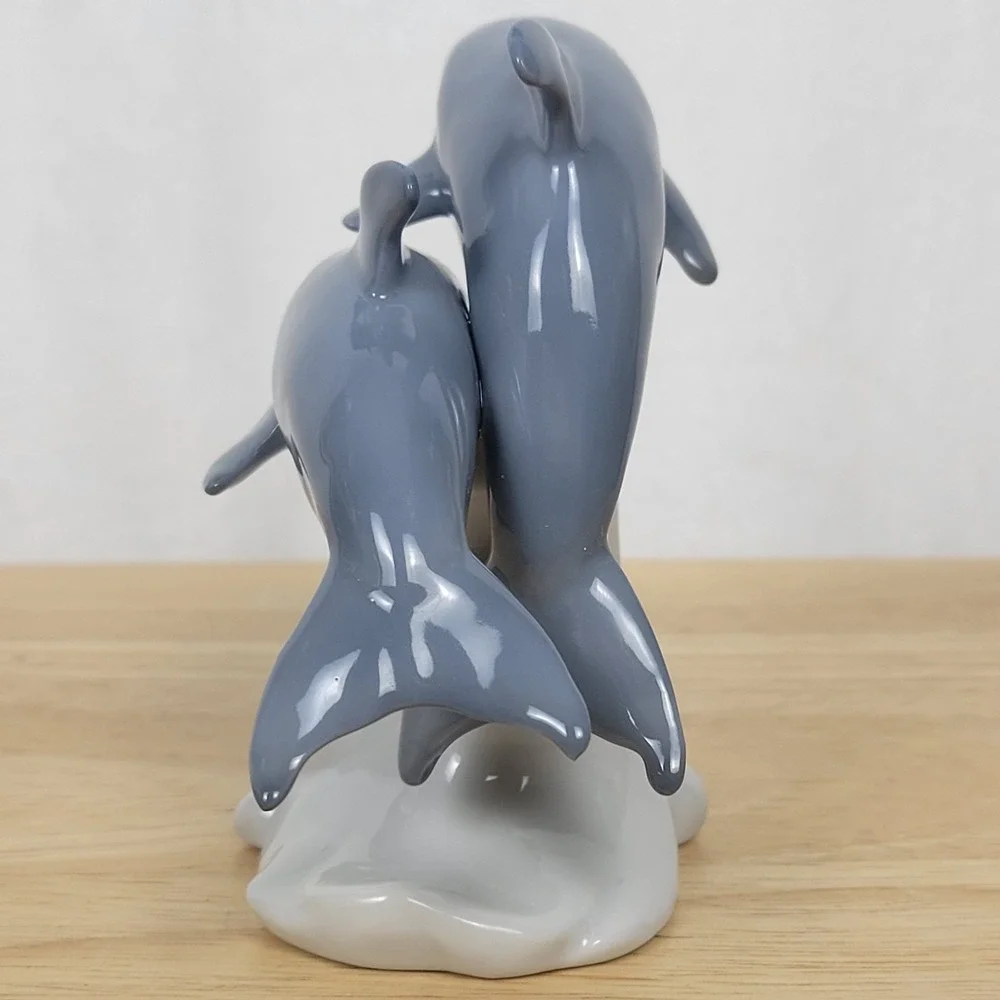 VTG Otagiri Japan Porcelain Double Dolphin Figurine 4