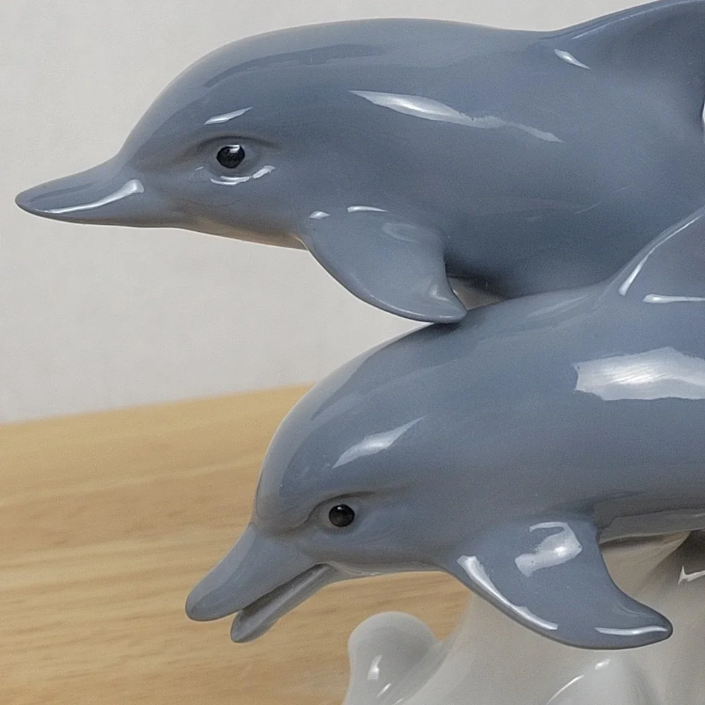 VTG Otagiri Japan Porcelain Double Dolphin Figurine 4