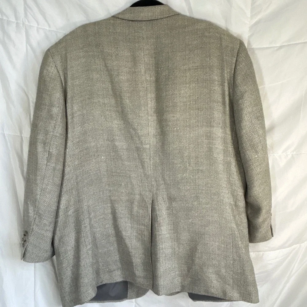 Bert Pulitzer Collectors‎ Edition Mens 100% Silk Blazer Jacket Beige Herringbone