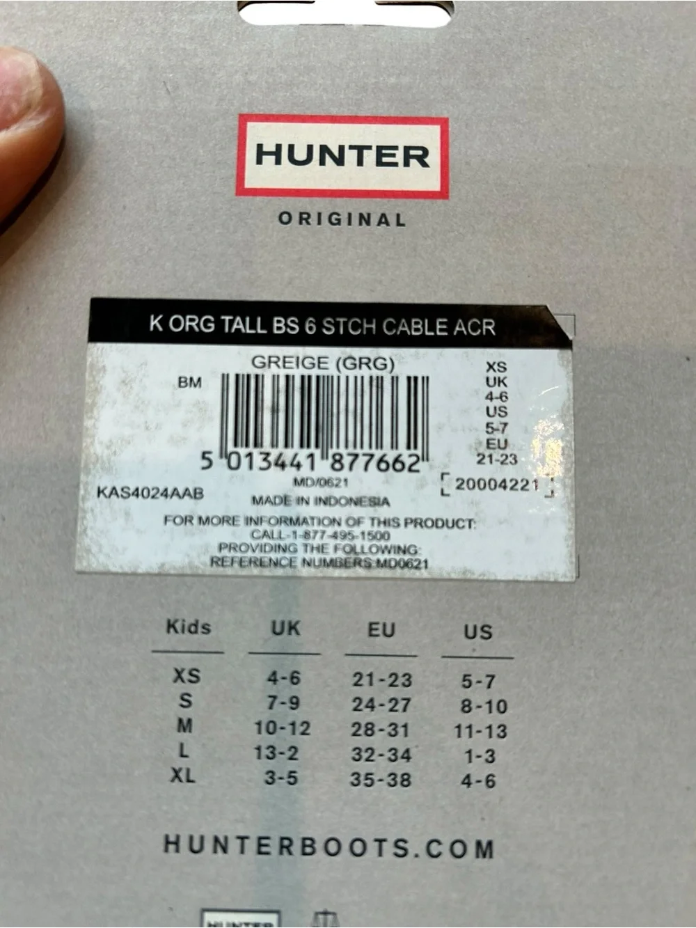 New Hunter Kids Cream Cable Knit Rain Boot Socks Large