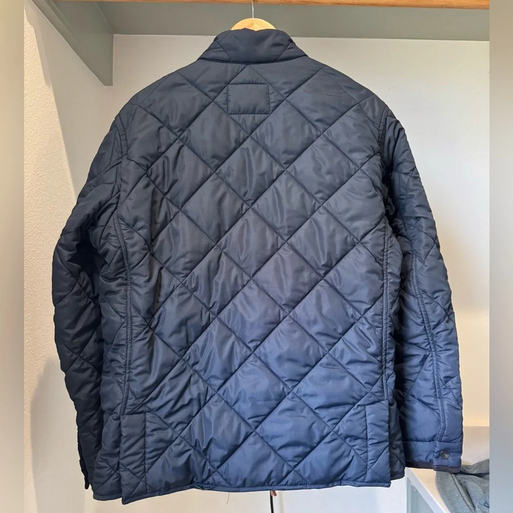 J. Crew Men’s Blue Quilted Puffer Jacket w/ Corduroy Collar, Size L