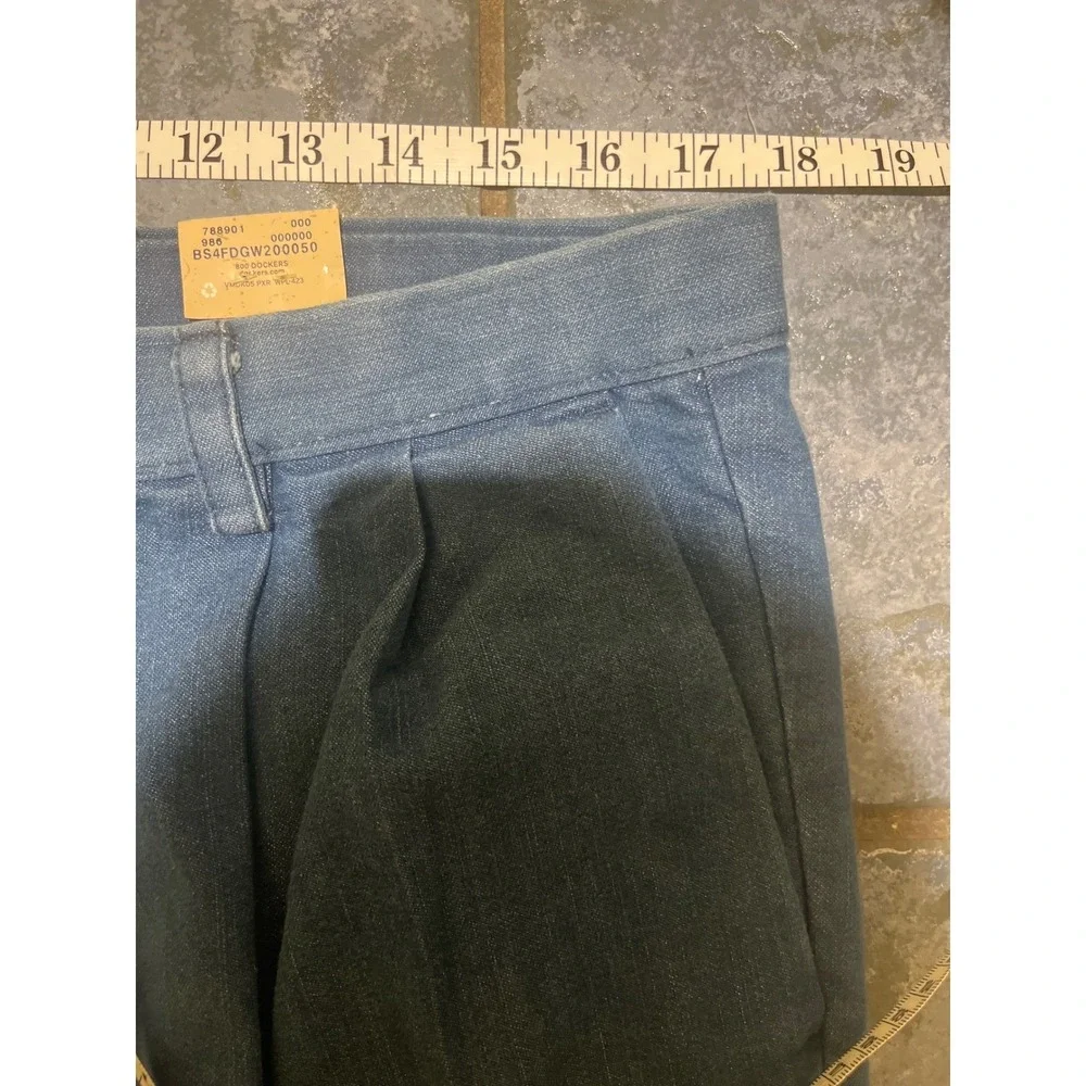 NWT Dockers Mens Classic Fit Pleated Pants 36x36 Original Khaki Blue Denim Look