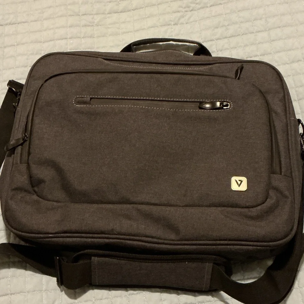 Grey Canvas Laptop Briefcase Bag