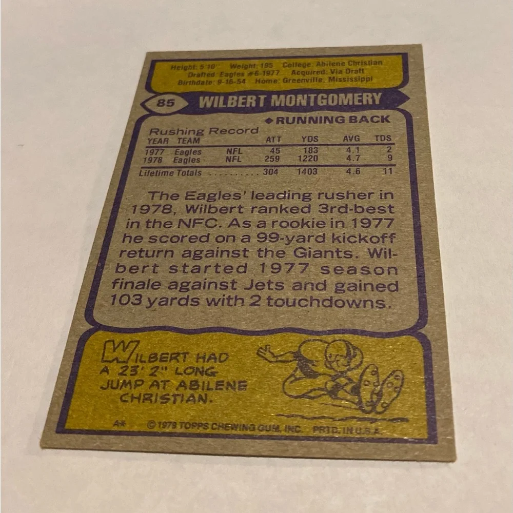 1979 Topps Football Card wilbert montgomery