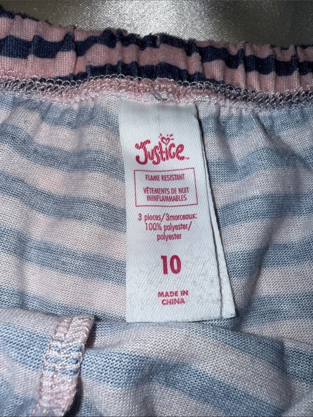 Kids Justice Pink and Blue Striped pajama lounge shorts
