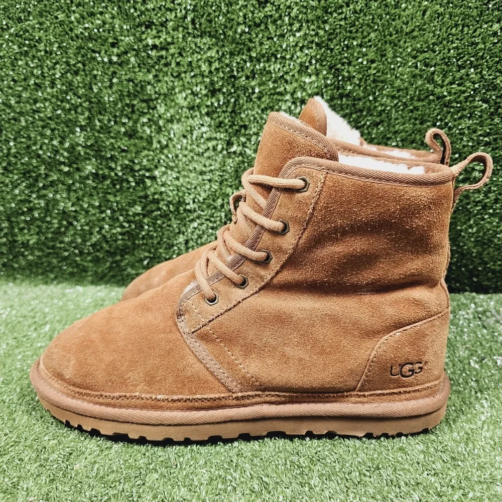 UGG Harkley 1016472 Brown‎ Suede Wool Lined Ankle Comfort Boots Mens Size 9