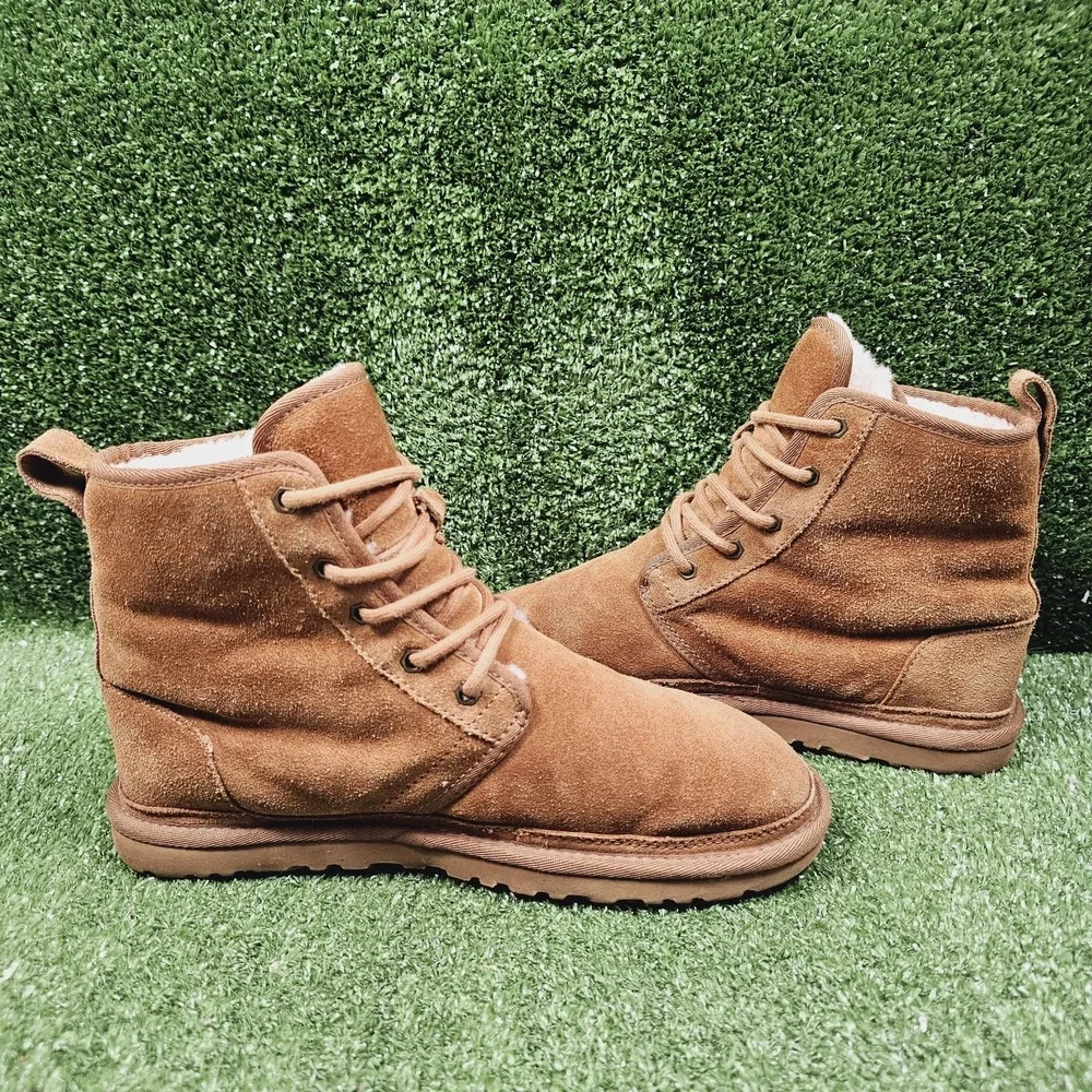 UGG Harkley 1016472 Brown‎ Suede Wool Lined Ankle Comfort Boots Mens Size 9