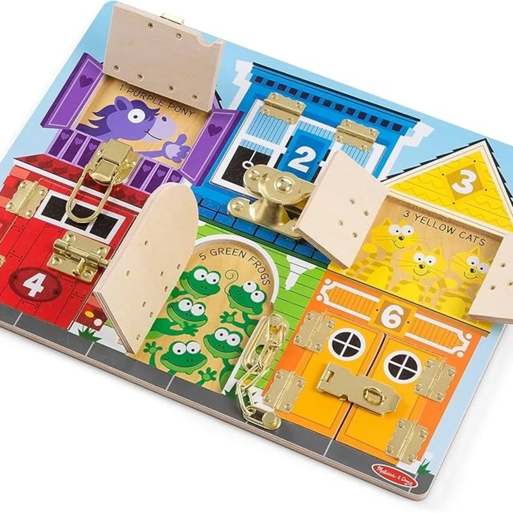 Melissa & Doug Wooden Latches‎ Board Sensory Activity Toy For Kids