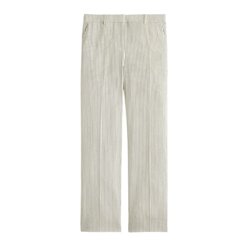 J. Crew Collection Cream Striped Women’s 18 Italian Seersucker Fabric Pants