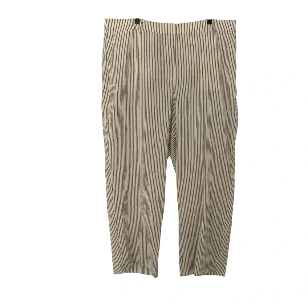 J. Crew Collection Cream Striped Women’s 18 Italian Seersucker Fabric Pants