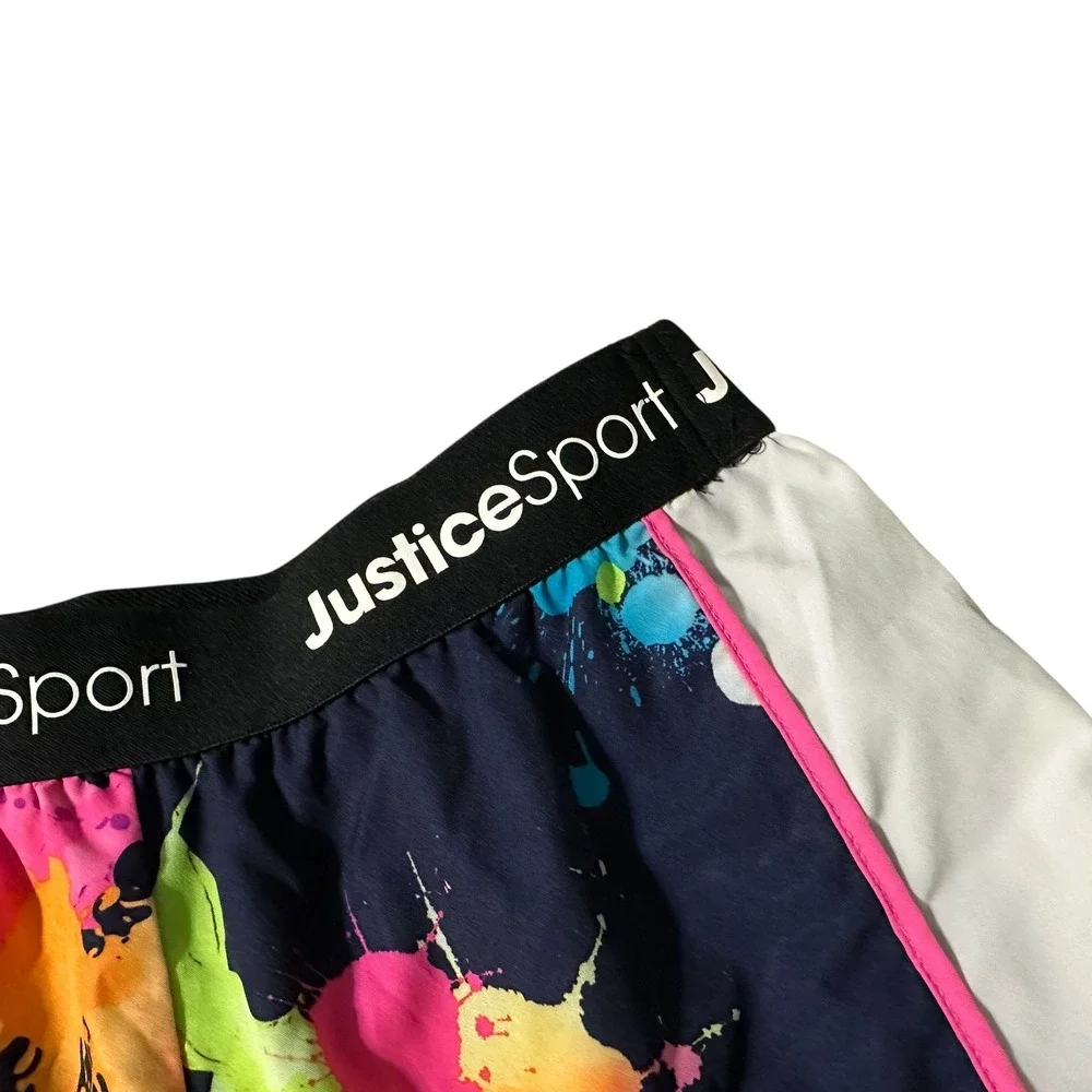 Justice Sport Girls Active‎ Running Shorts Multicolor Splash Paint Athletic