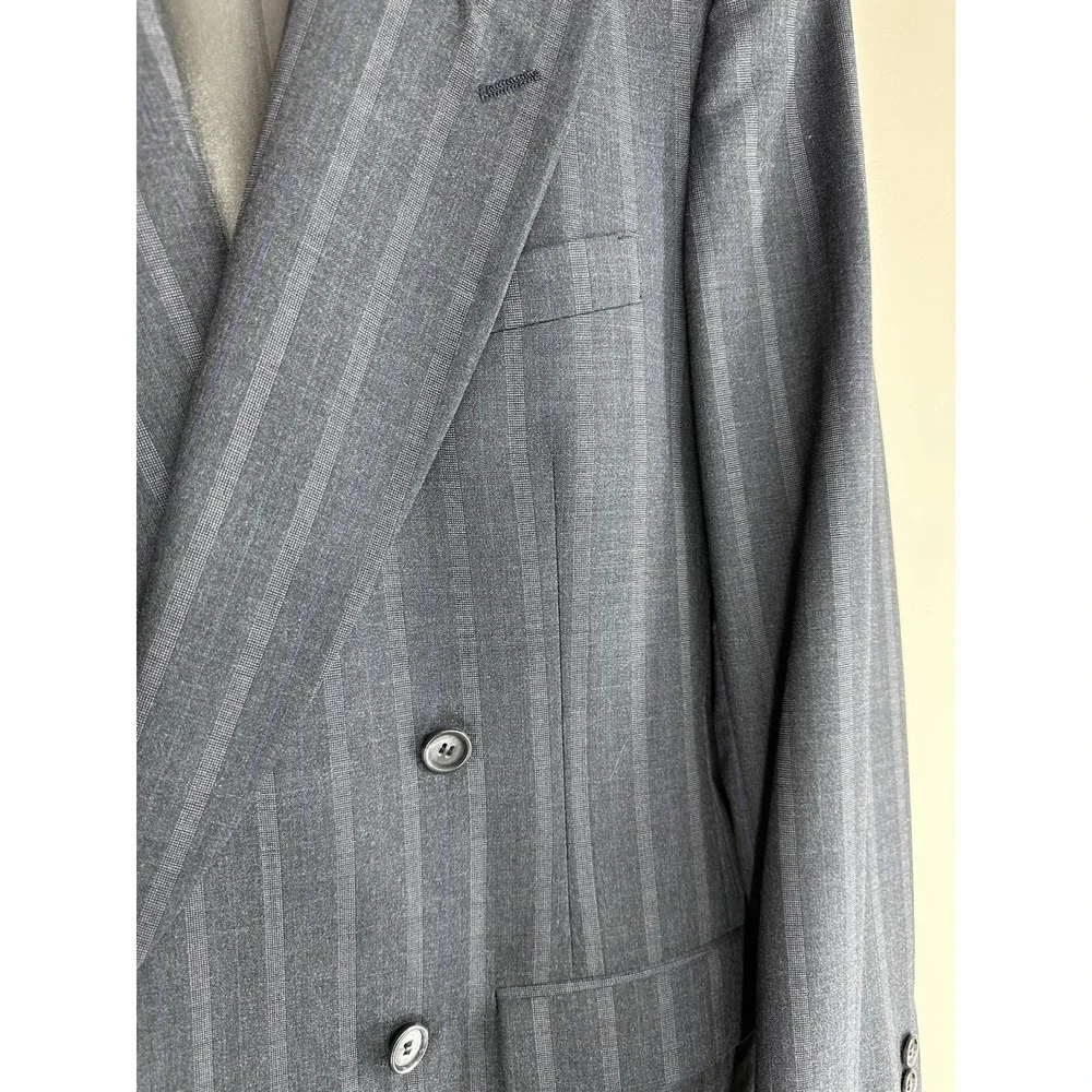 VTG 80s Alexander Julian SIZE 42R Pinstripe Navy Double Breasted 100% Wool USA