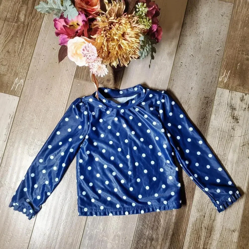 Simple Joys by Carter's Size 2T Blue and White Polka Dot Girl's Rash Guard