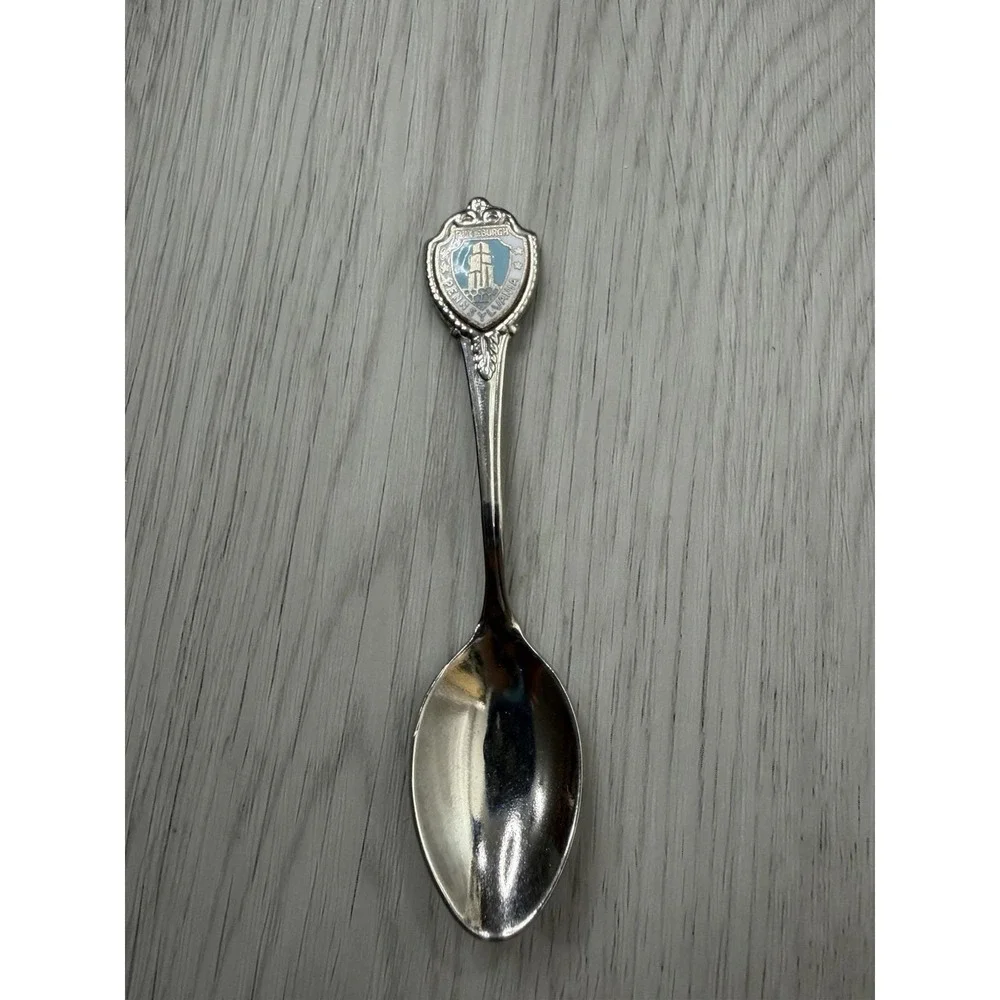 Pittsburgh Pennsylvania Souvenir Spoon Enamel Shield Cathedral Vintage