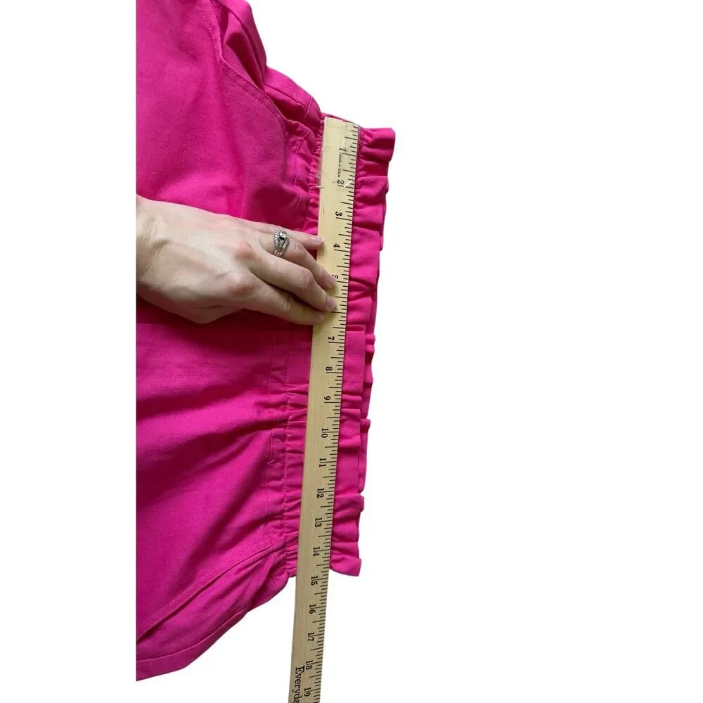 O.P.T Shorts NEW Paperbag Linen Blend Hot Pink Large