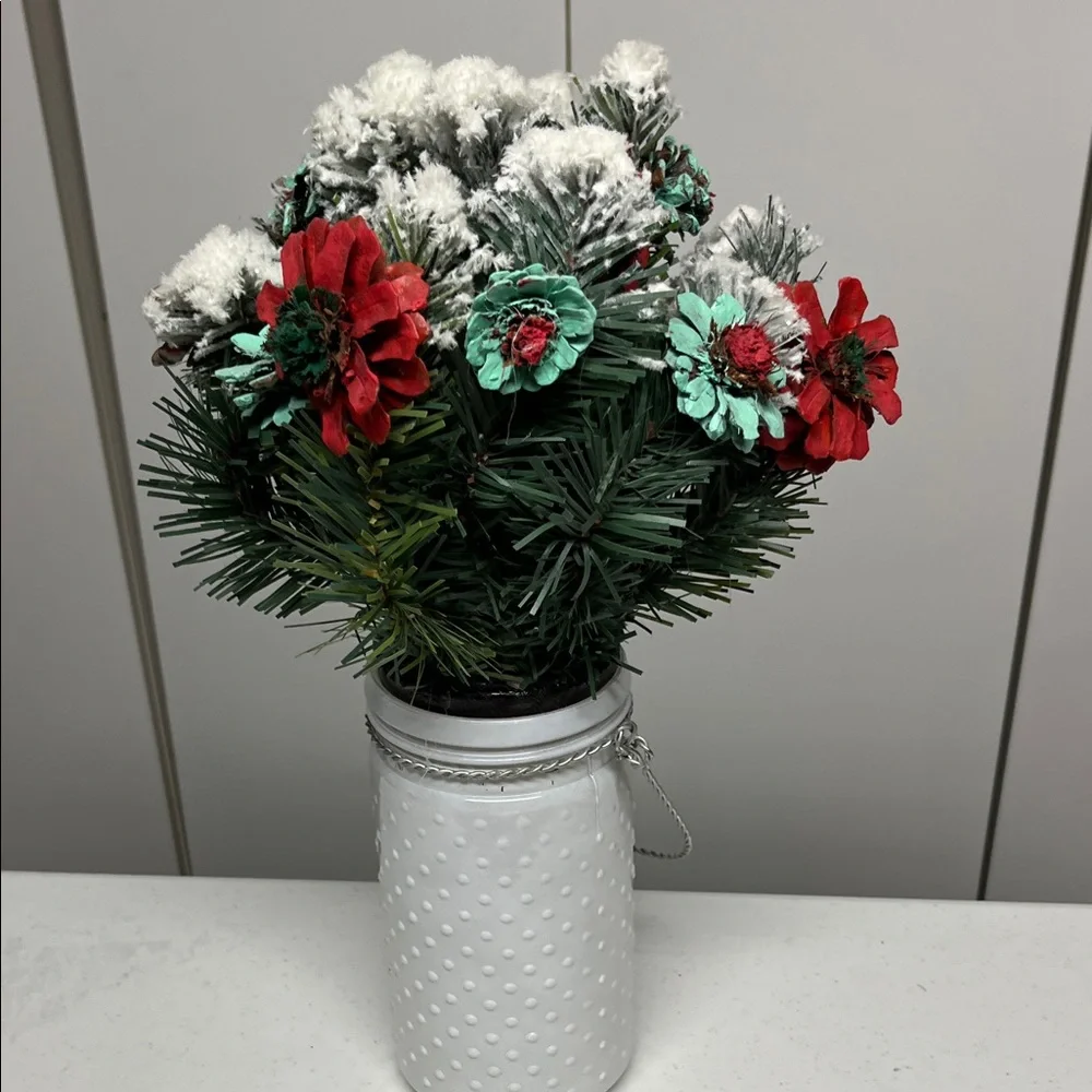 Hand crafted Festive Floral Arrangement in White Vase