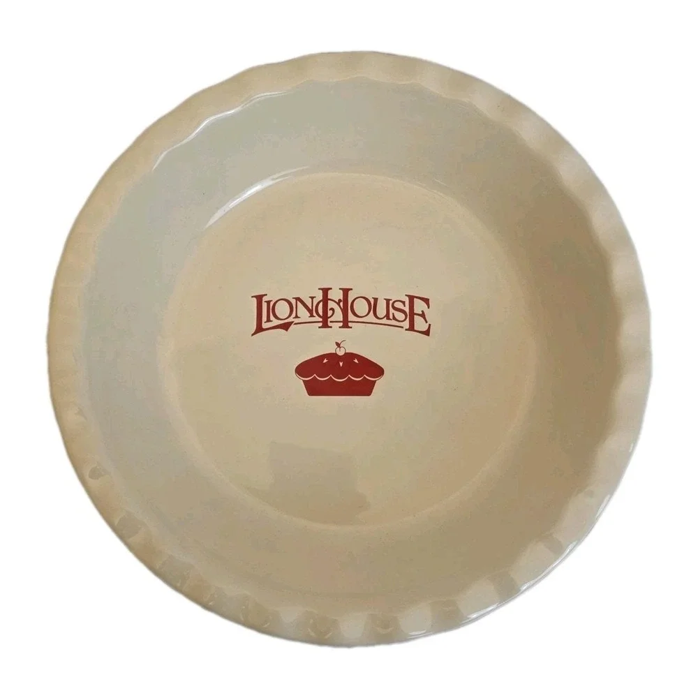 Vintage Ceramic Lion House Deep Dish Ivory & Red. Logo. 10