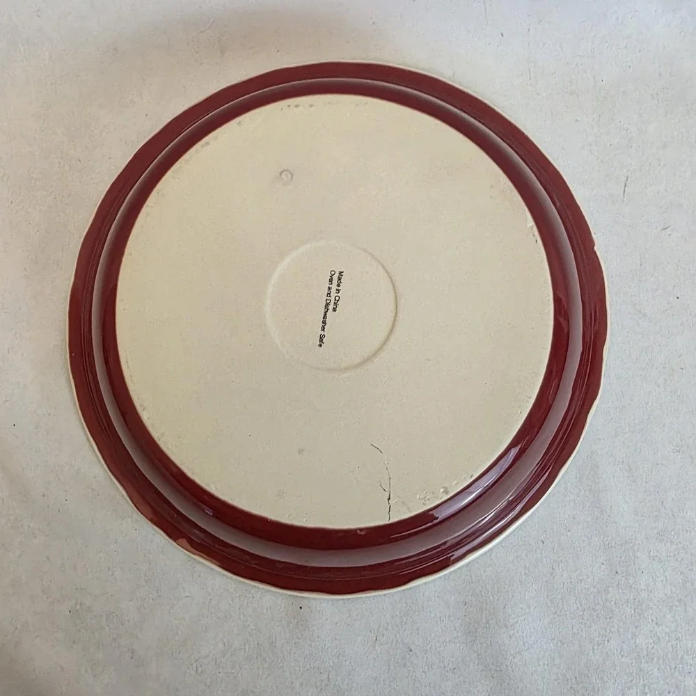 Vintage Ceramic Lion House Deep Dish Ivory & Red. Logo. 10