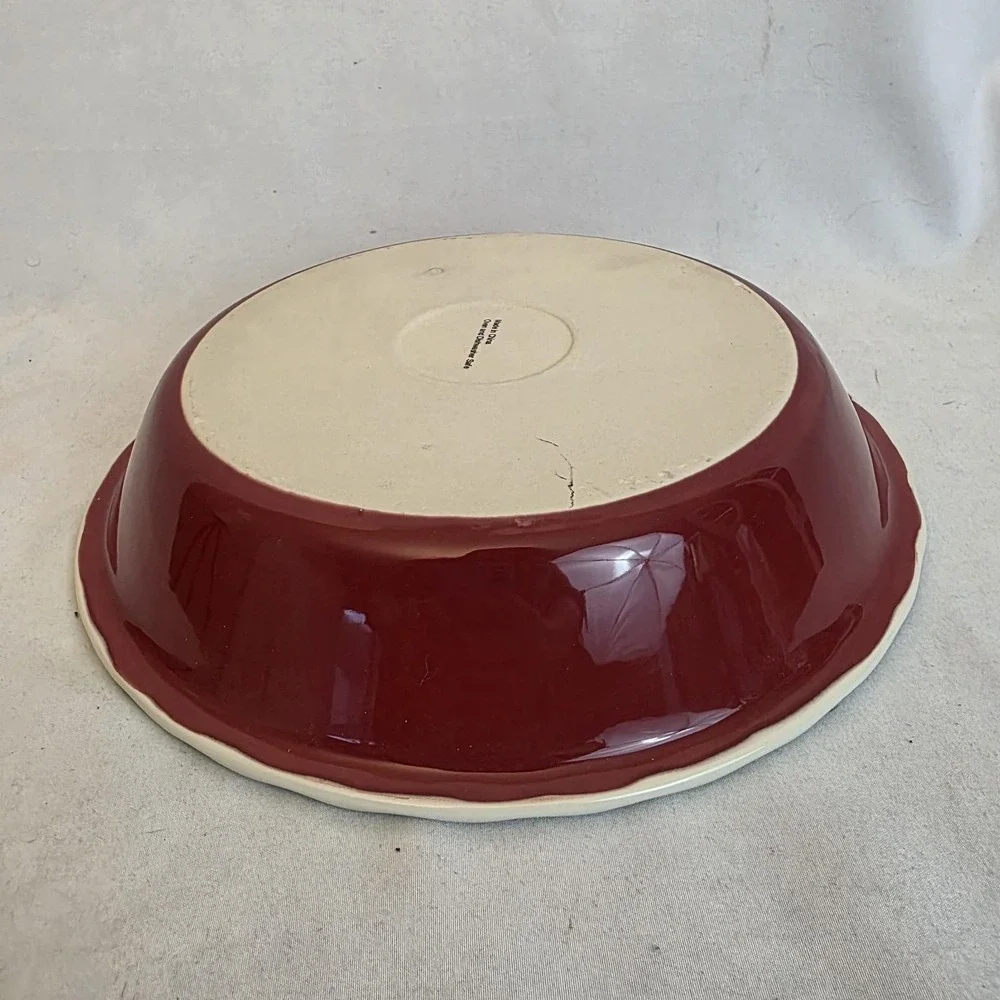 Vintage Ceramic Lion House Deep Dish Ivory & Red. Logo. 10
