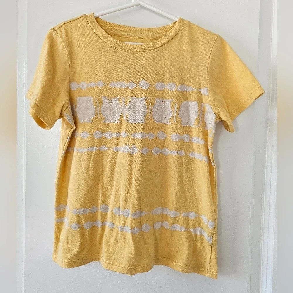 Kid's sz7 Butter Yellow Tie Dye T Shirt‎ Short Sleeve Casual Fall Spring Summer
