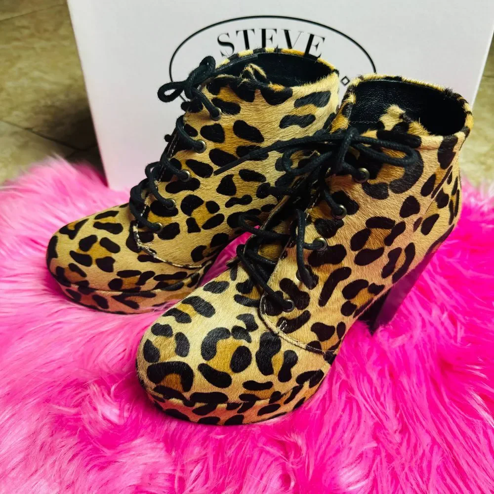 Steve Madden Real Fur Animal Print‎ 5.5 New