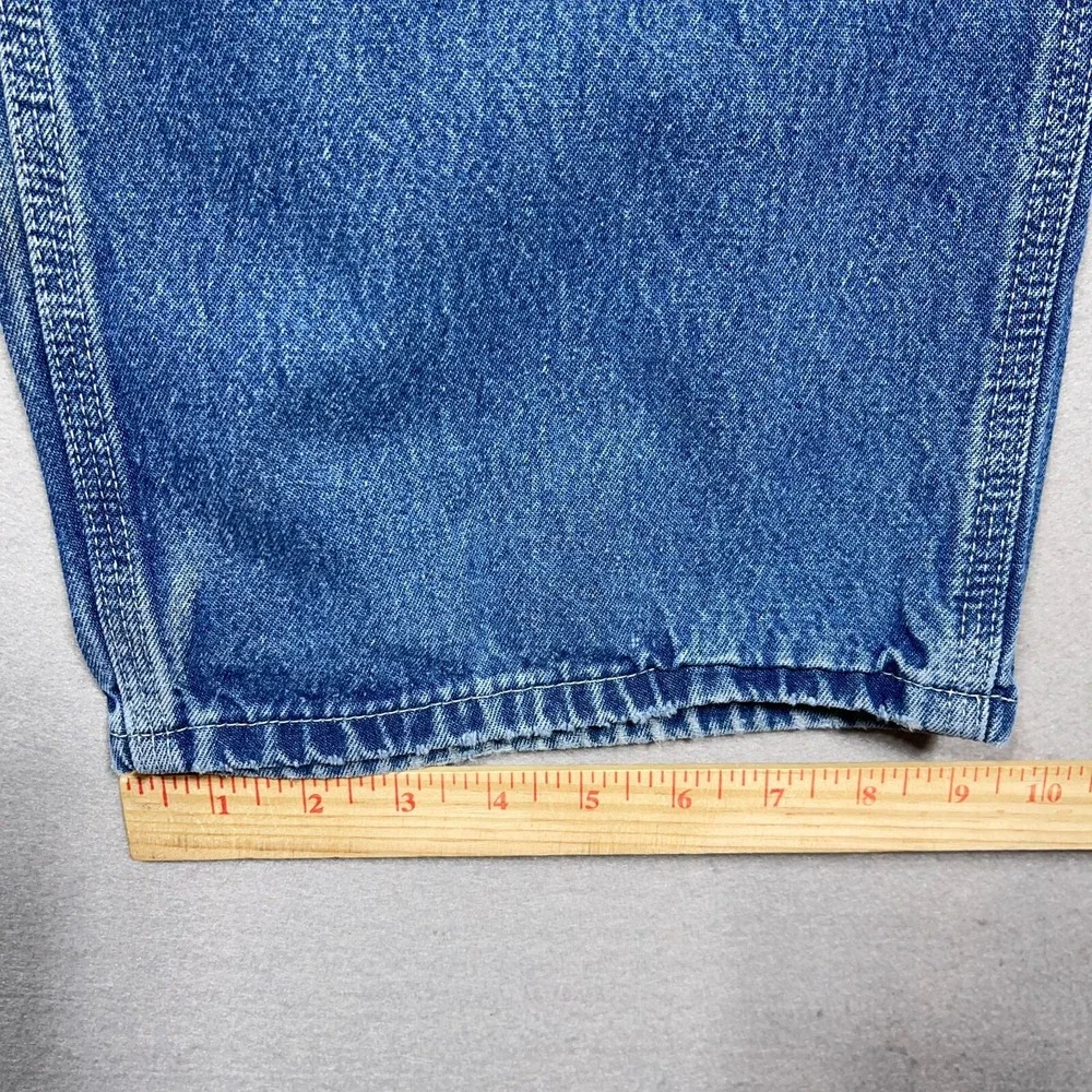 Carhartt Dungaree Jeans Men 42x34 Original Fit Blue Denim Carpenter Workwear